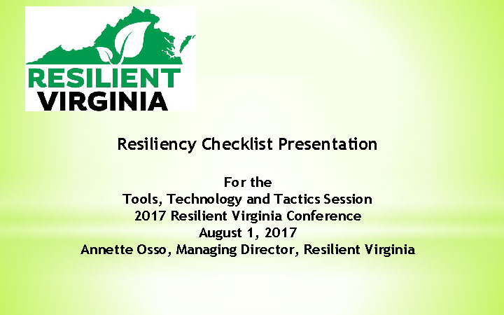 Click to launch Resiliency Checklist Presentation